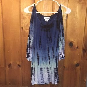 Blue tie dye bathing suit coverup